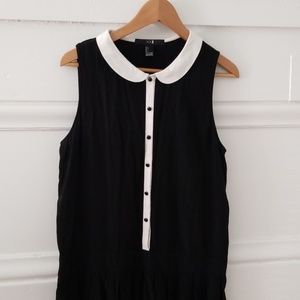 Mod black and white drop waist sleeveless dress